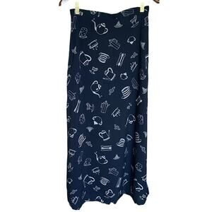 Vintage 90s Christopher & Banks Coffee Print Skirt Black 1998 Small